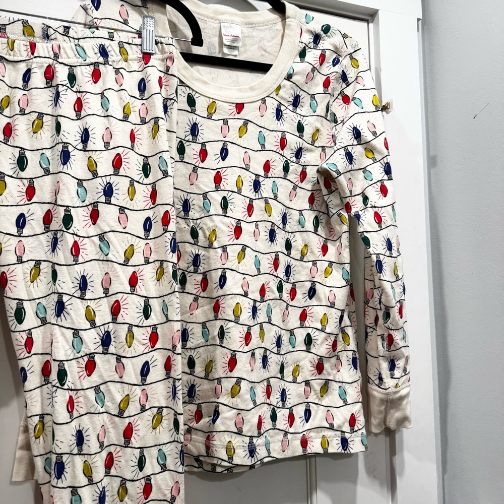Hanna Andersson Women’s Holiday Long John Pajama Set Bright Blubs Christmas - Picture 6 of 11